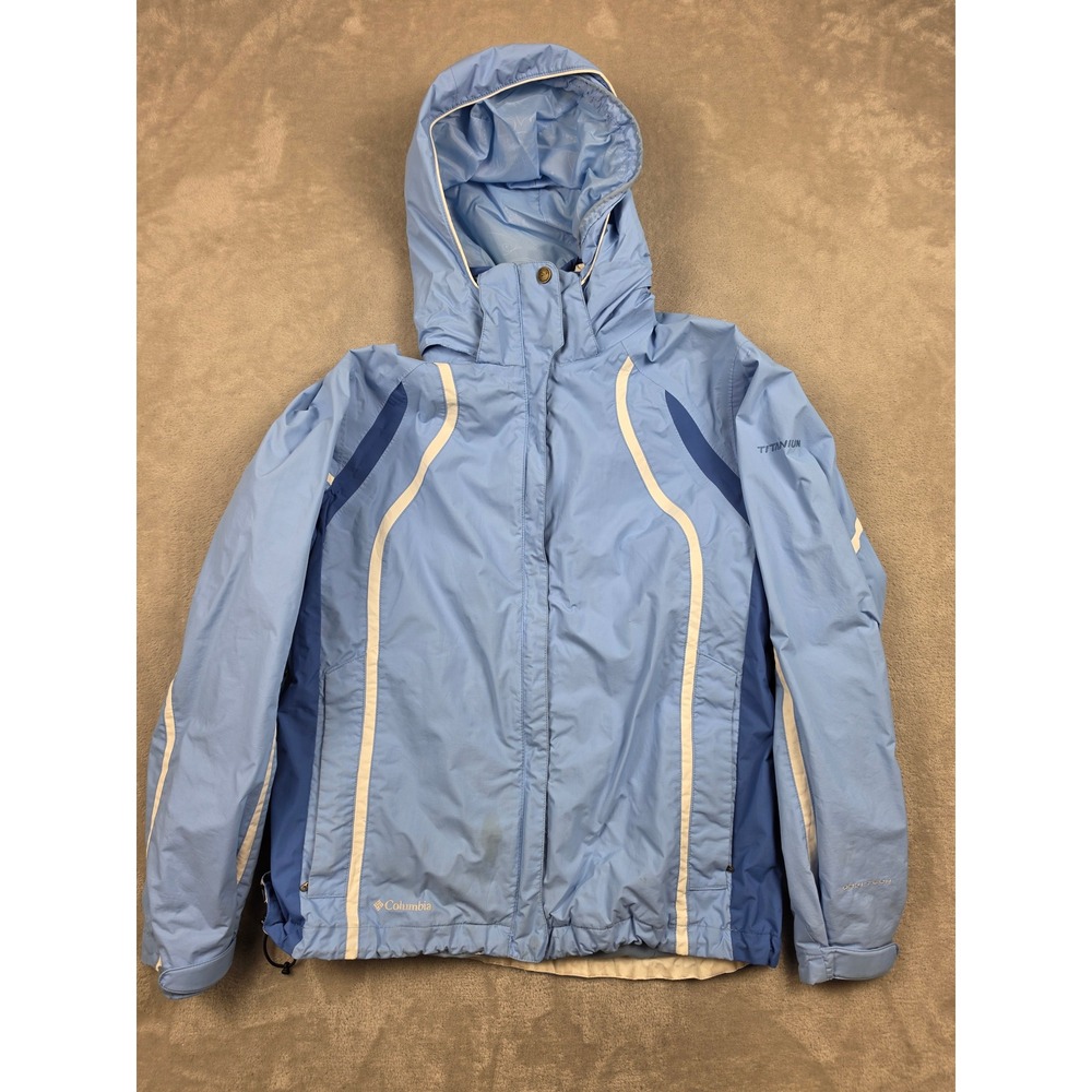 Columbia Titanium Jacket Womens S Blue Omni-Tech Interchange Hood Ski Coat *Read